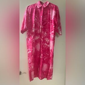 Vibrant Pink Tie-Dye Button-Front Dress by Hart NY. Size XS.